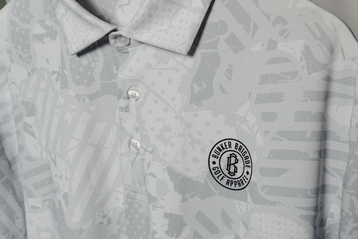 Men's White Camo Golf Polo Shirt
