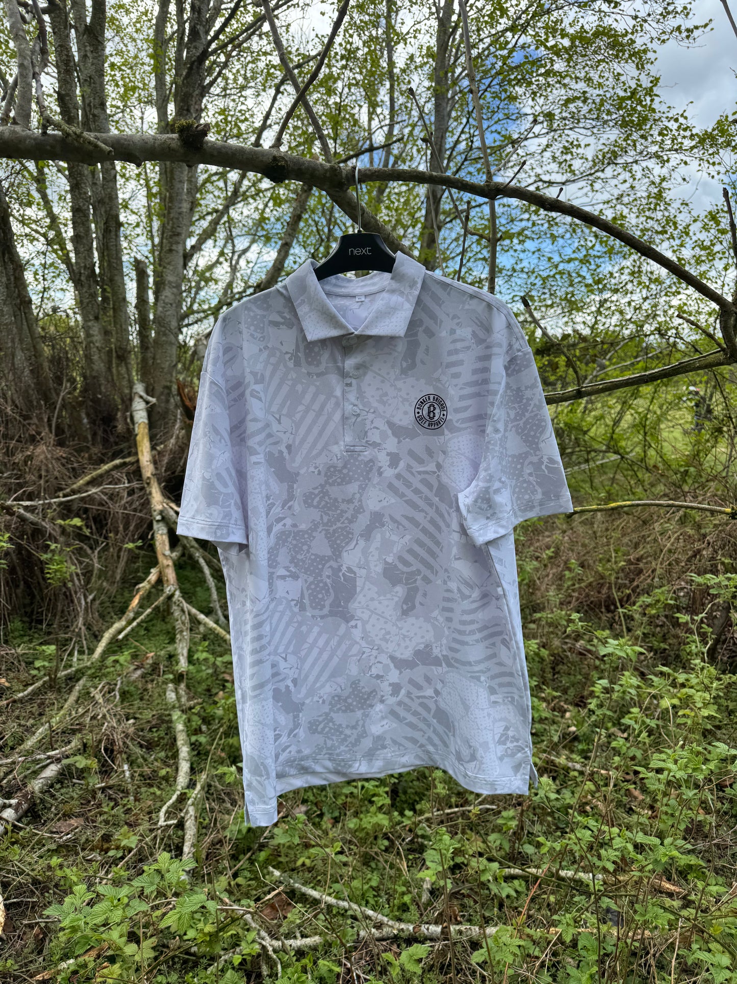 Men's White Camo Golf Polo Shirt