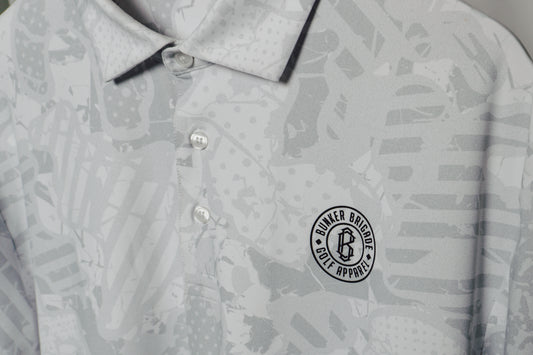 Men's White Camo Golf Polo Shirt
